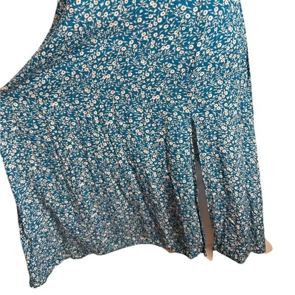 Princess Polly Georgia Blue Flroal Print Open Back Side Slit Midi Dress Size 10 - Picture 17 of 17